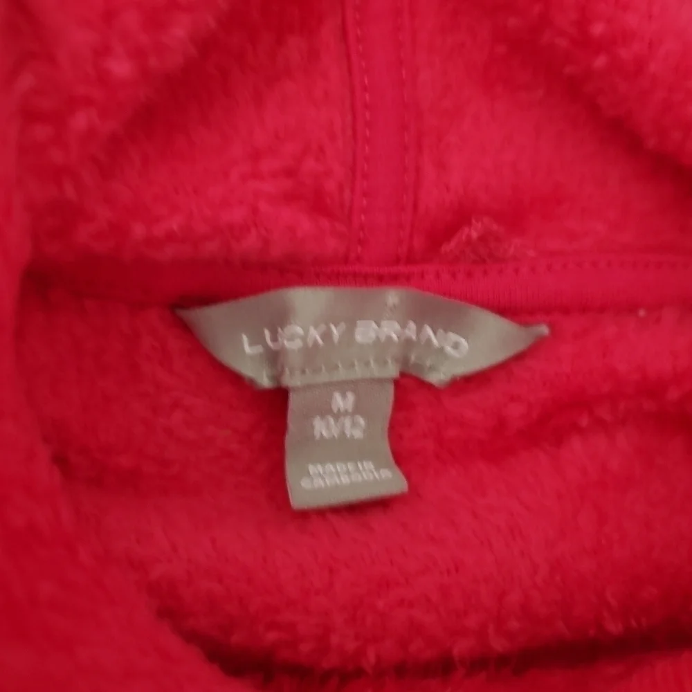 Lucky Brand Girl's Pink Plush Pullover Hoodie Size M 10/12 - Picture 5 of 6